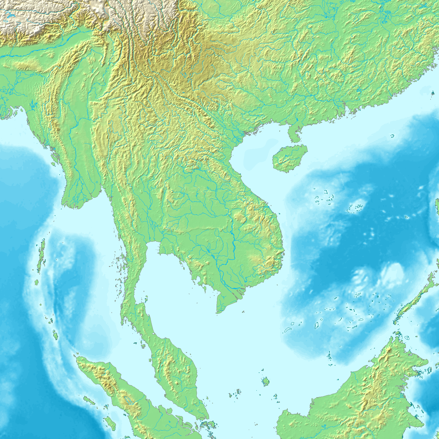 physical map of southwest asia water