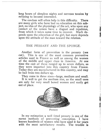 This page from Sanger's Family Limitation, 1917 edition, describes a cervical cap