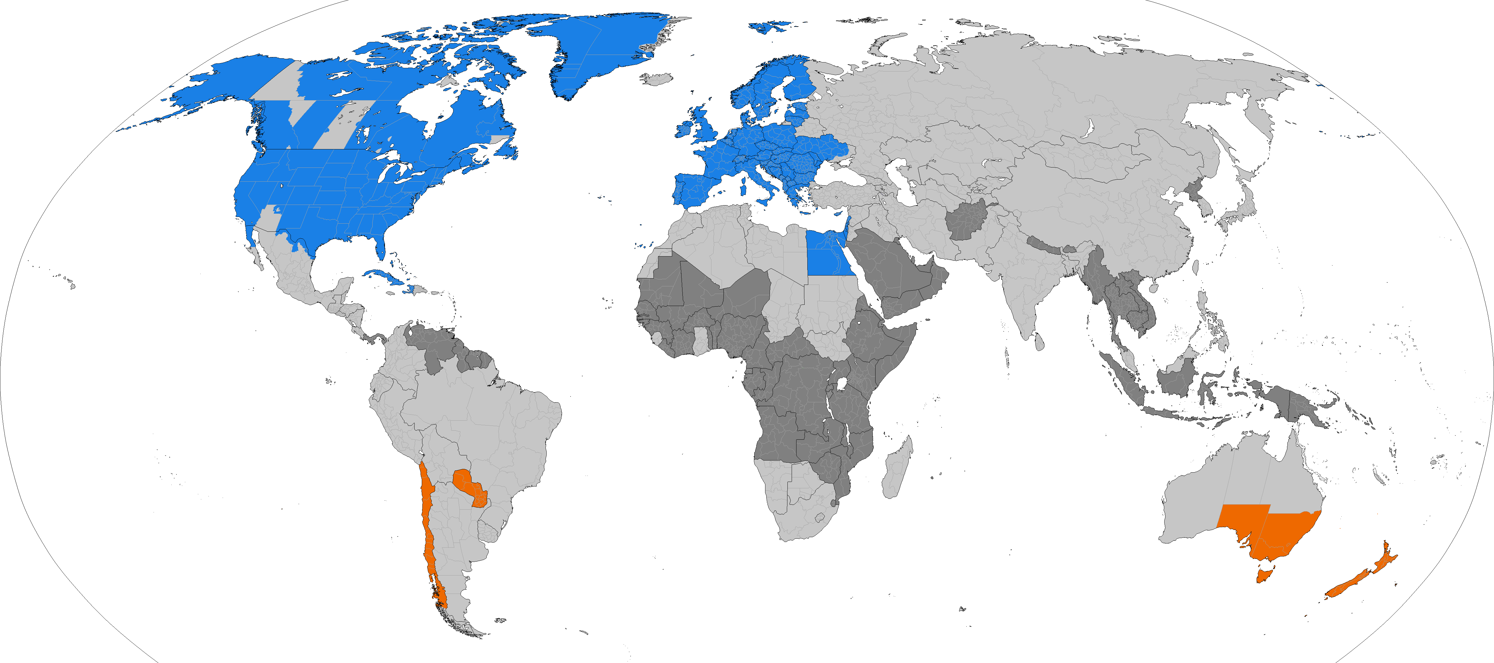 DST Countries Map