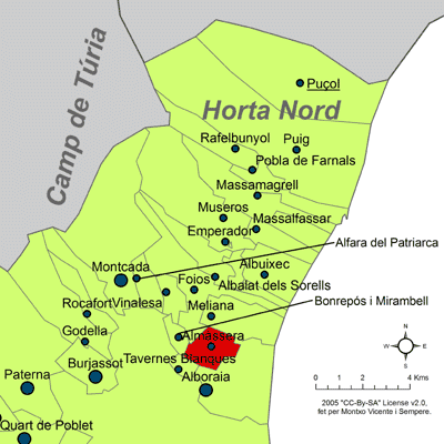 File:Localització d'Almàssera respecte de l'Horta Nord.png