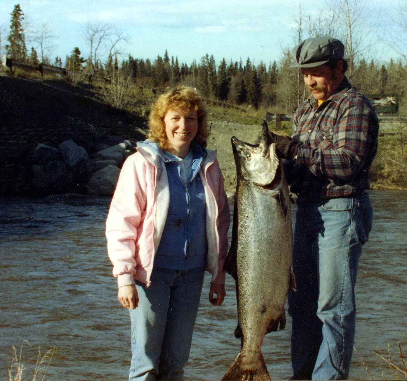 File:Male and female fishermans with a chrome bright king salmon caught.jpg  - Wikimedia Commons