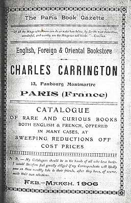 Forside til et katalog med bøger udgivet af Charles Carrington (Paris, 1906)