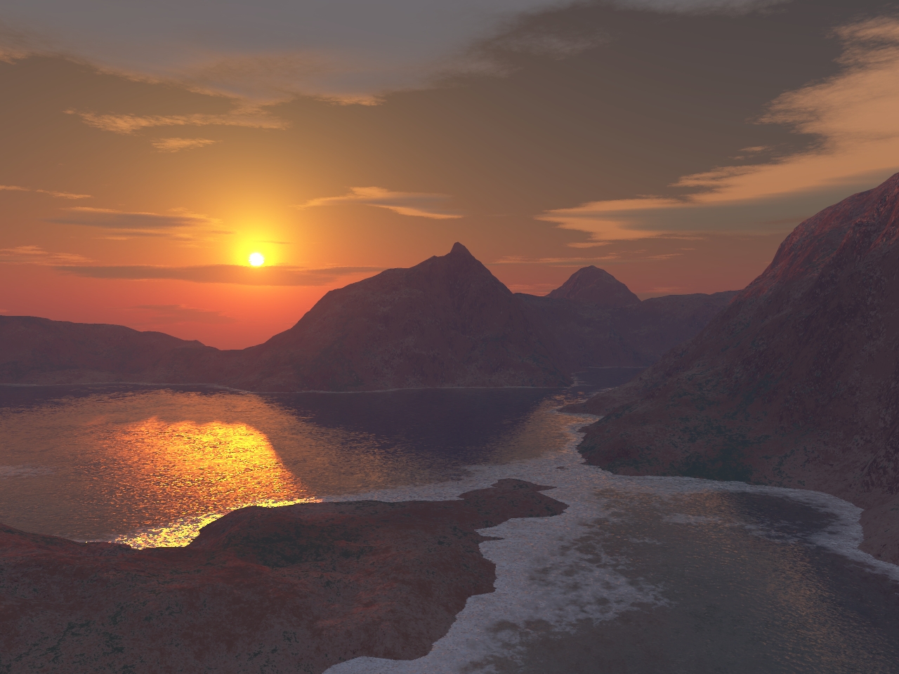 Terragen generated landscape and sunset