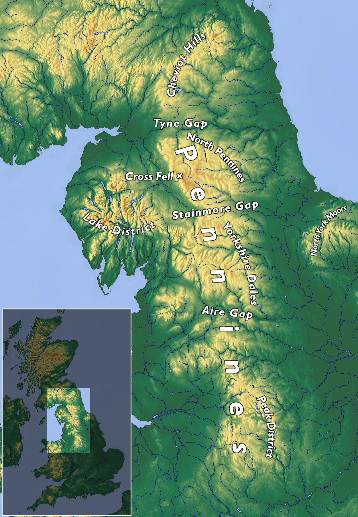 pennines mountains map