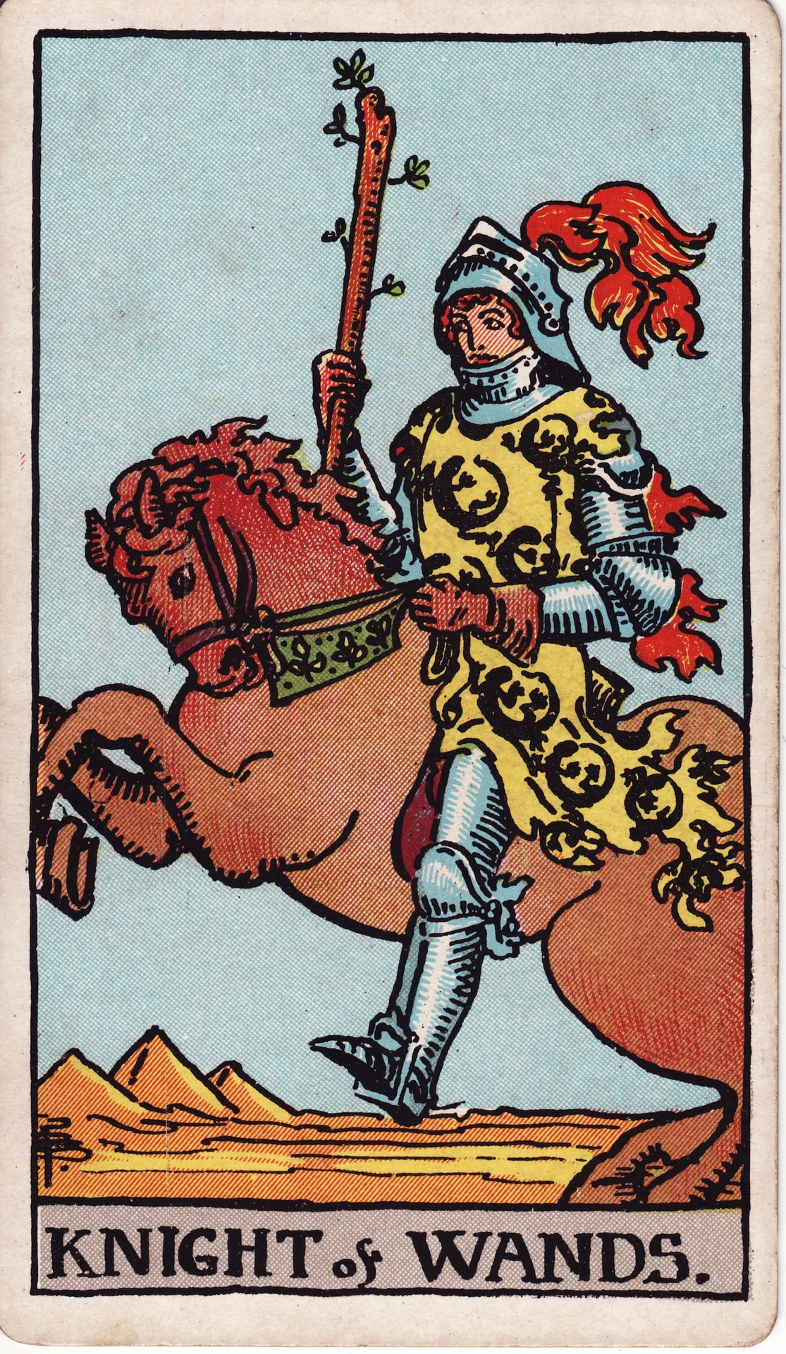 <span class="mw-page-title-main">Knight of Wands</span> Tarot card of the Minor Arcana