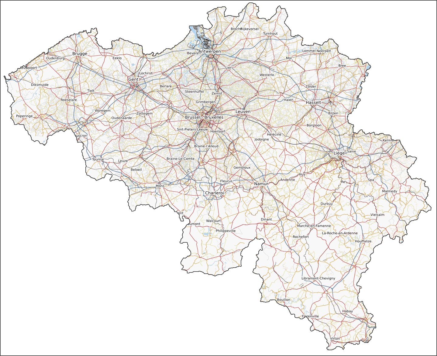 road map of belgium