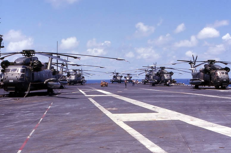 File:CH-53 helicopters on USS Midway (CV-41), April 1975.jpg