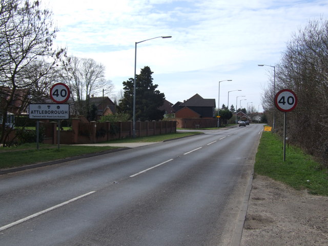 File:Entering Attleborough on B1077 - geograph.org.uk - 363950.jpg