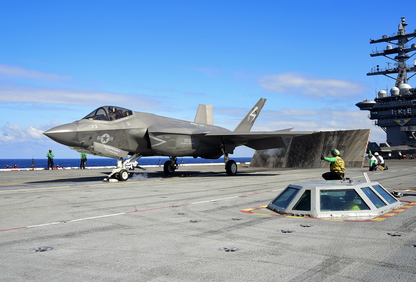 File F 35c Lightning Ii From Squadron Vx 23 Prepares To Launch From Uss Dwight D Eisenhower Jpg Wikimedia Commons