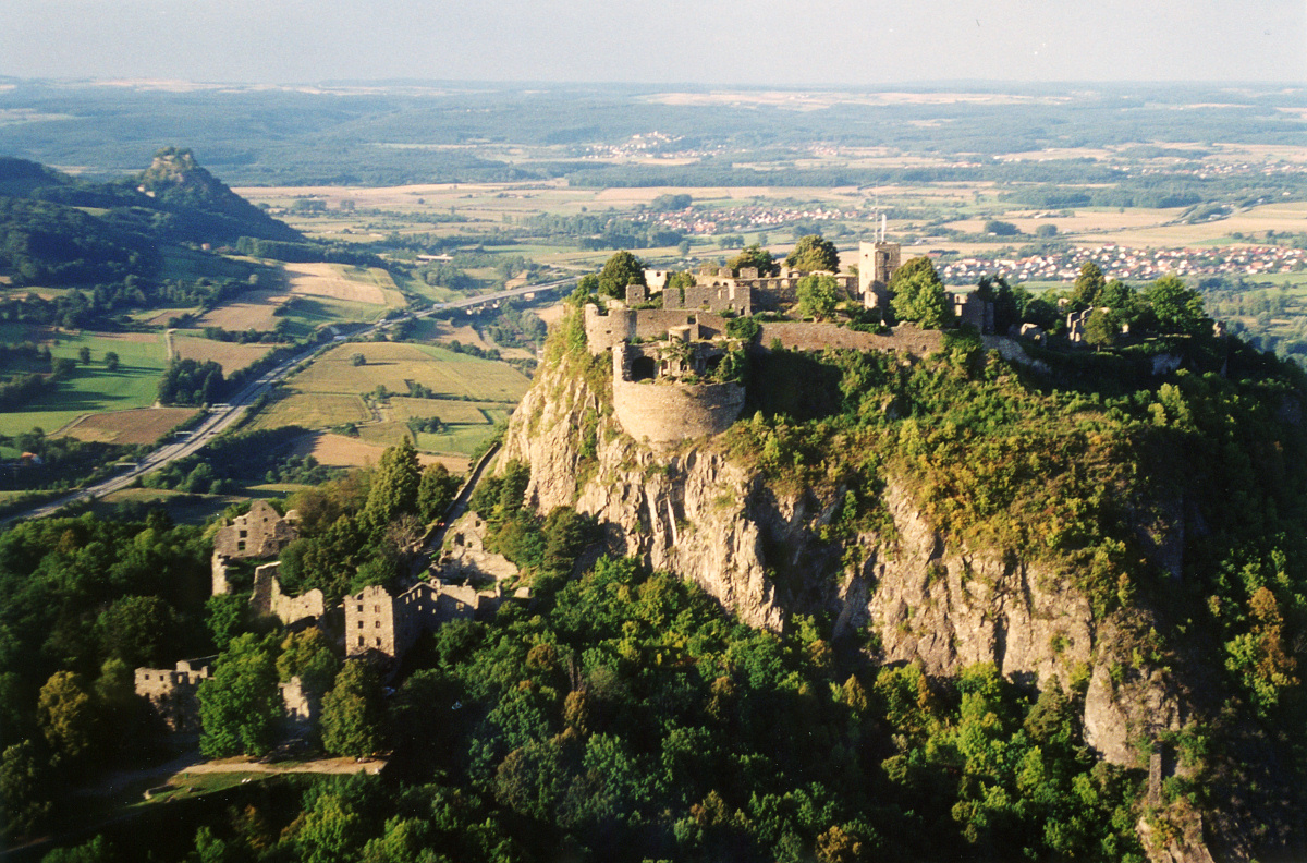 Fortress ruins of the Hohentwiel, taken from an airplane.