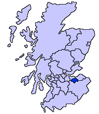 Regionen markert med mørkeblått