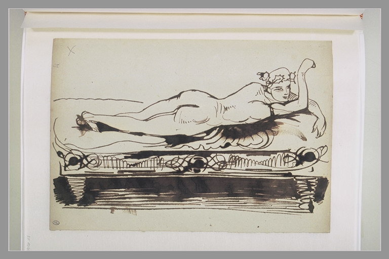 File:Delacroix - Femme nue couchée sur le ventre, sur un lit à l'antique, RF 10403, Recto.jpg