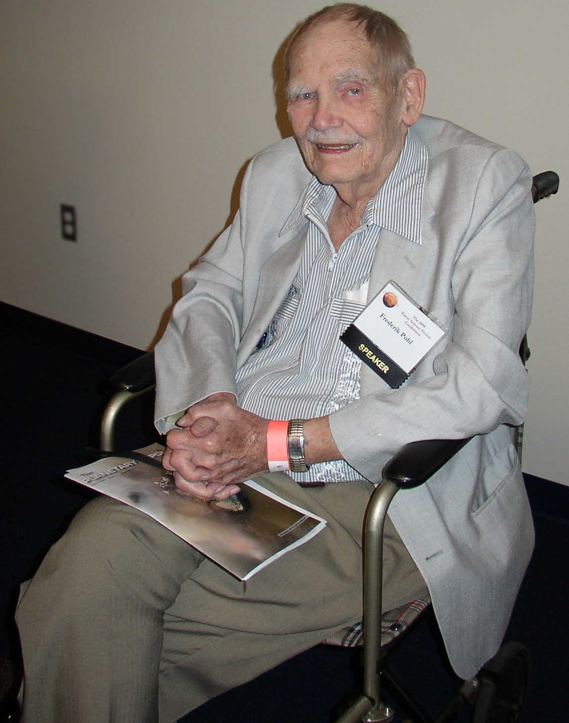 Pohl in 2008 at the [[Eaton Award|J. Lloyd Eaton Science Fiction Conference]]