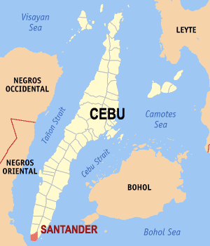Mapa sa Sugbo nga nagpakita sa nahimutangan sa Santander