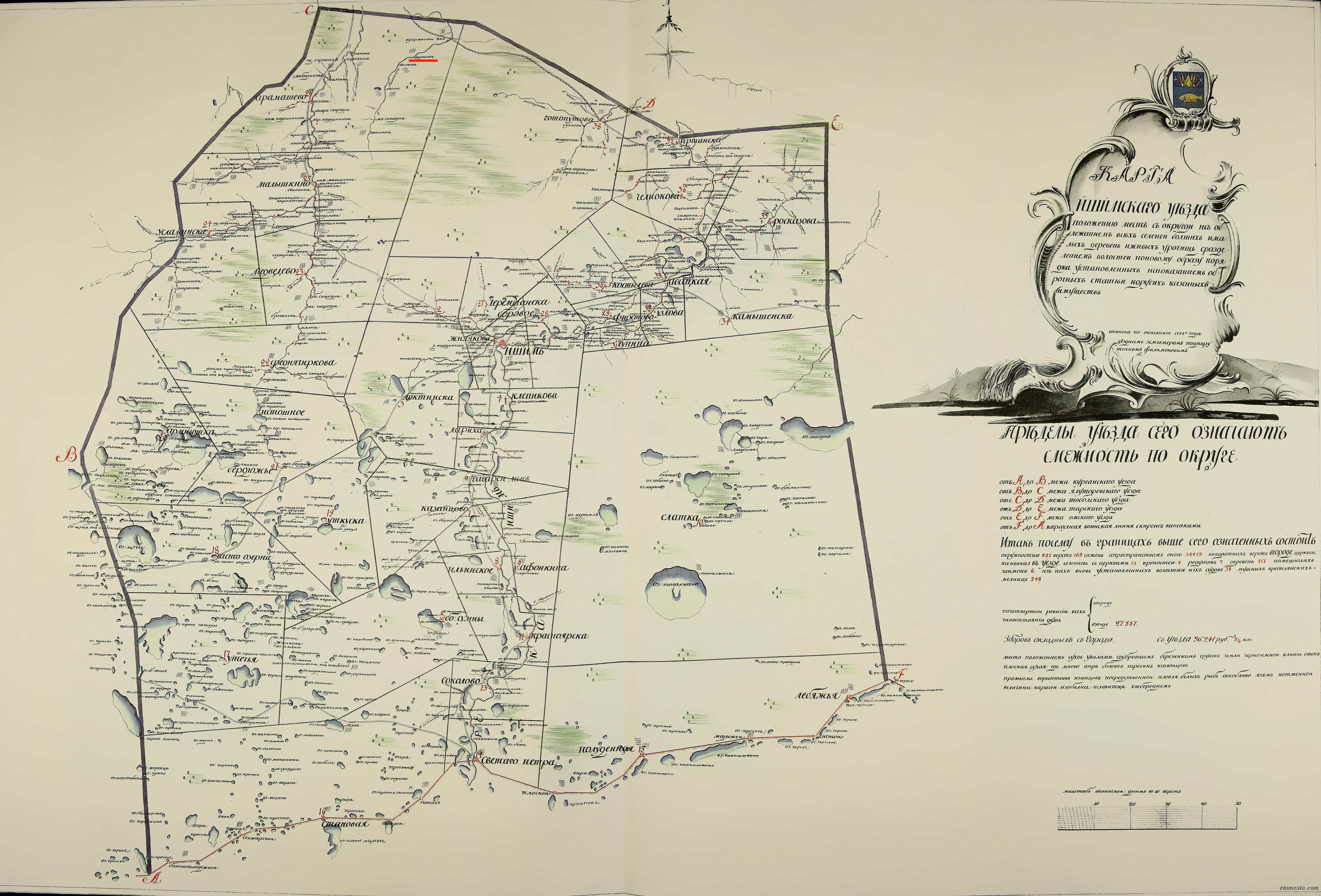 Карта ишимского уезда тобольской губернии 1913 года