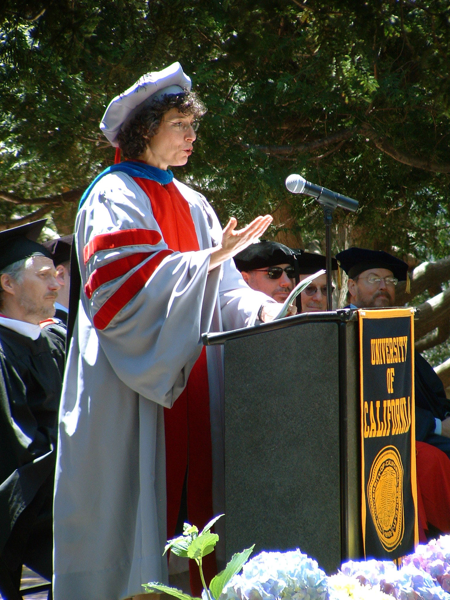 AnnaLee Saxenian addressing graduates at the [[UC Berkeley School of Information]] 2006 commencement.