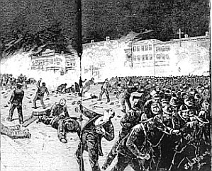 Artist's depiction of the Haymarket Square riot
