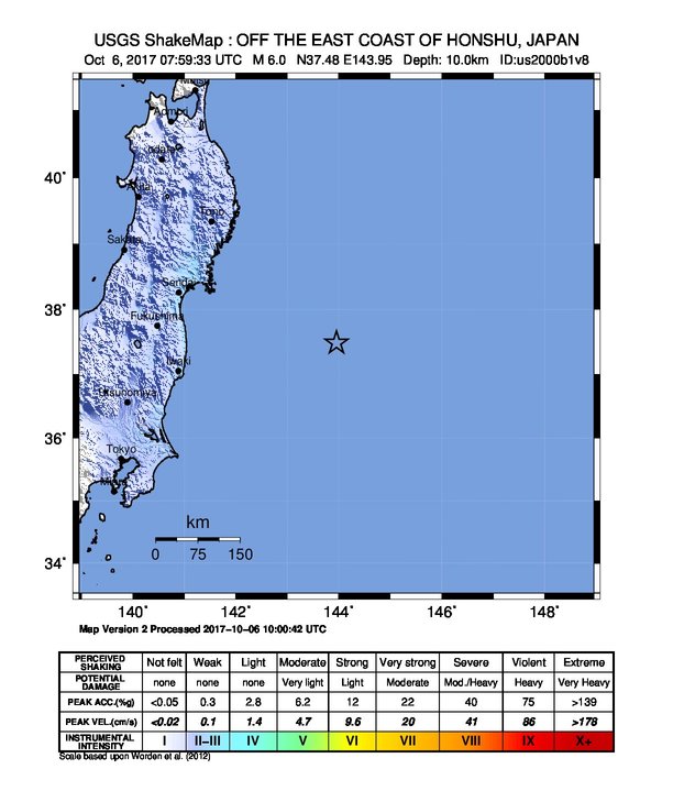 2017年10月6日福岛近海地震 17时00分 维基百科 自由的百科全书