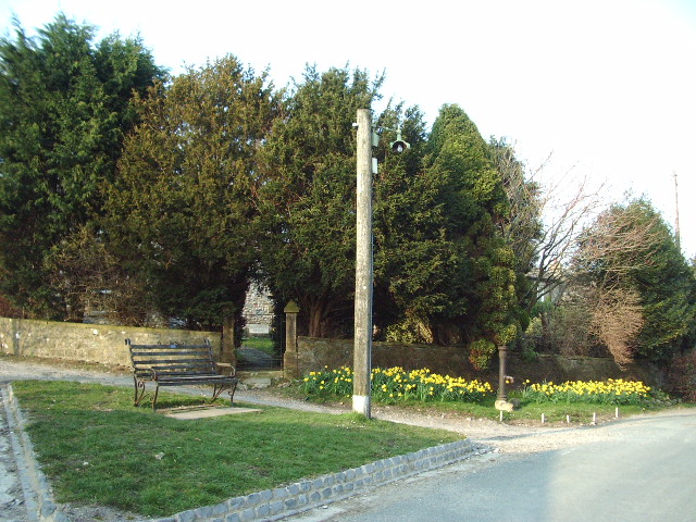 File:Old seat with lamp post and pump. - geograph.org.uk - 379568.jpg