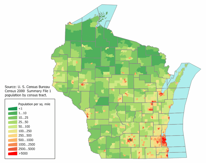 Wisconsin Population Density Map File:Wisconsin population map 2.png   Wikimedia Commons