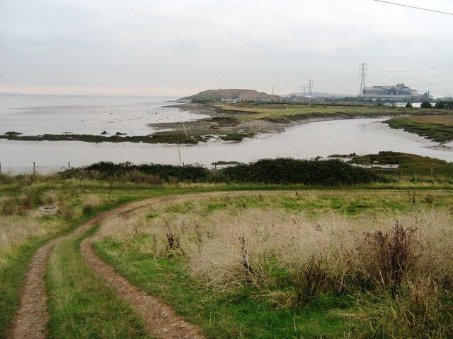 Mouth of the Afon Rhymni (Rhymney River) where it meets the River Severn just east of Cardiff
