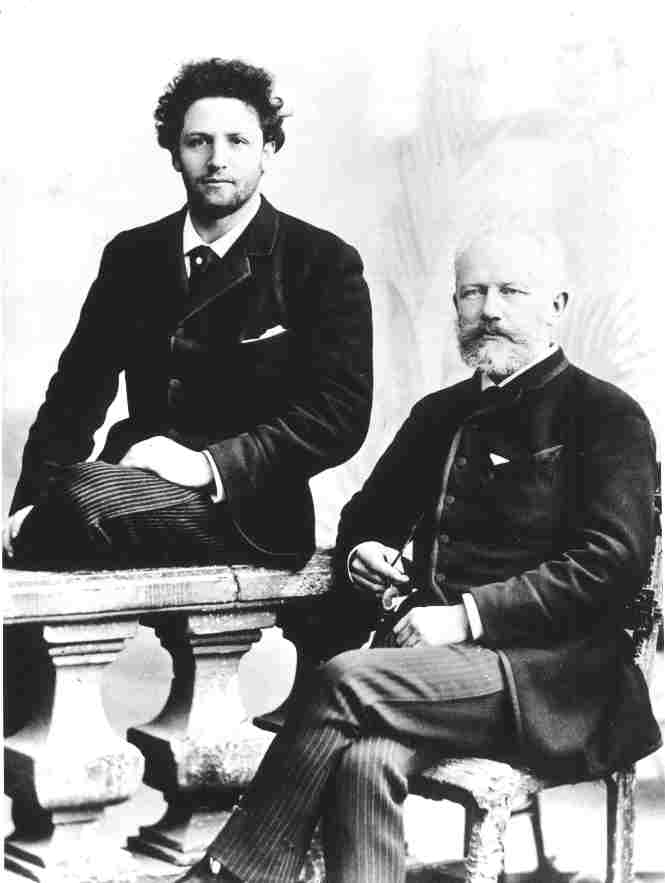 Chaikovski y el chelista ruso Anatoli Brandukov, en París (18 de mayo de 1888).