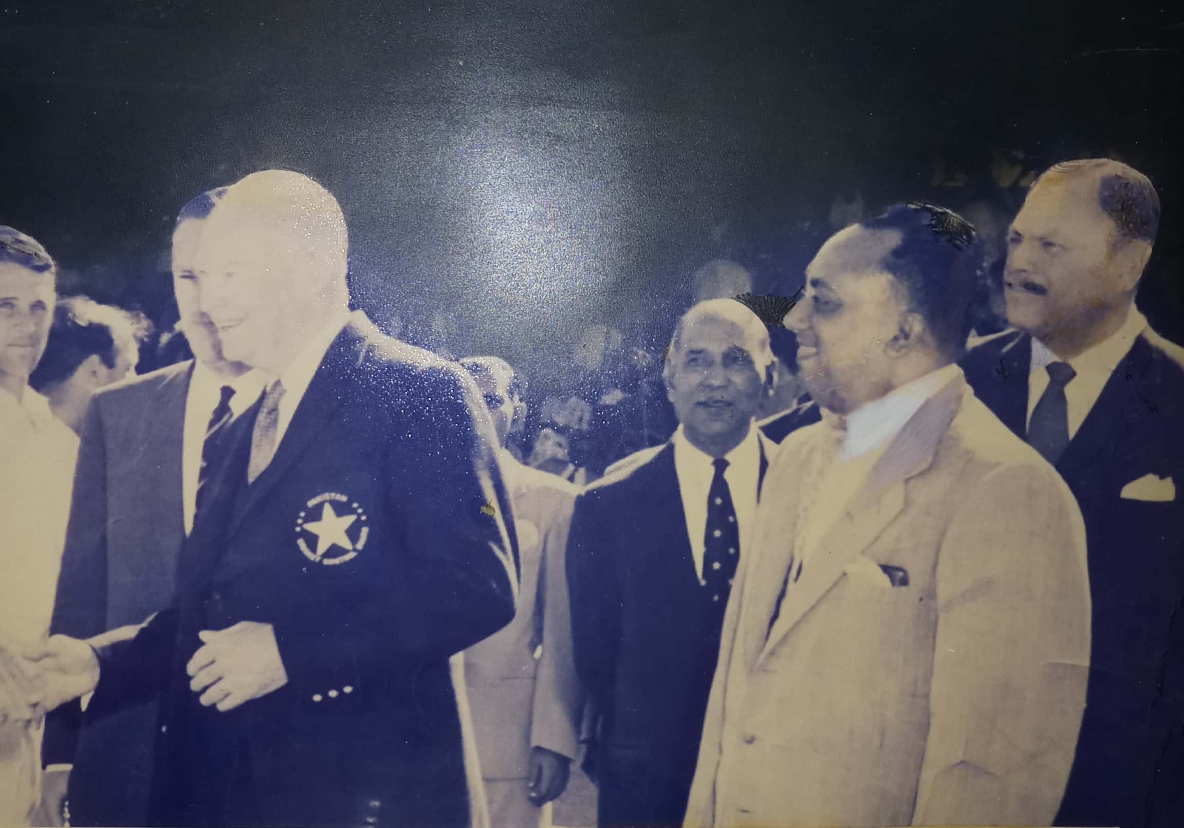 (Left to right) General Dwight D.Eisenhower (President of the U.S.A), Mr. Niaz Mohammad Khan Chief Commissioner Karachi, Mr. Muhammad Ali Bogra Prime Minister of Pakistan, Field Marshal Muhammad Ayub Khan President of Pakistan