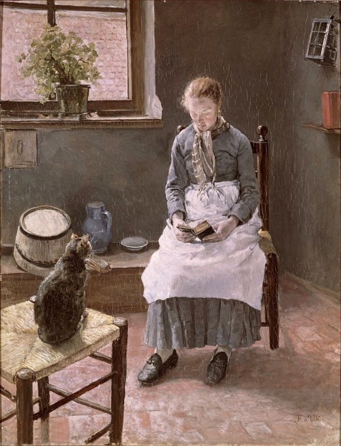 File:Fritz von Uhde - Lesendes Mädchen mit Katze (1885).jpg - Wikimedia Com...