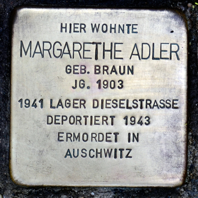 File:Stolperstein loeherstr 21 adler margarethe.JPG