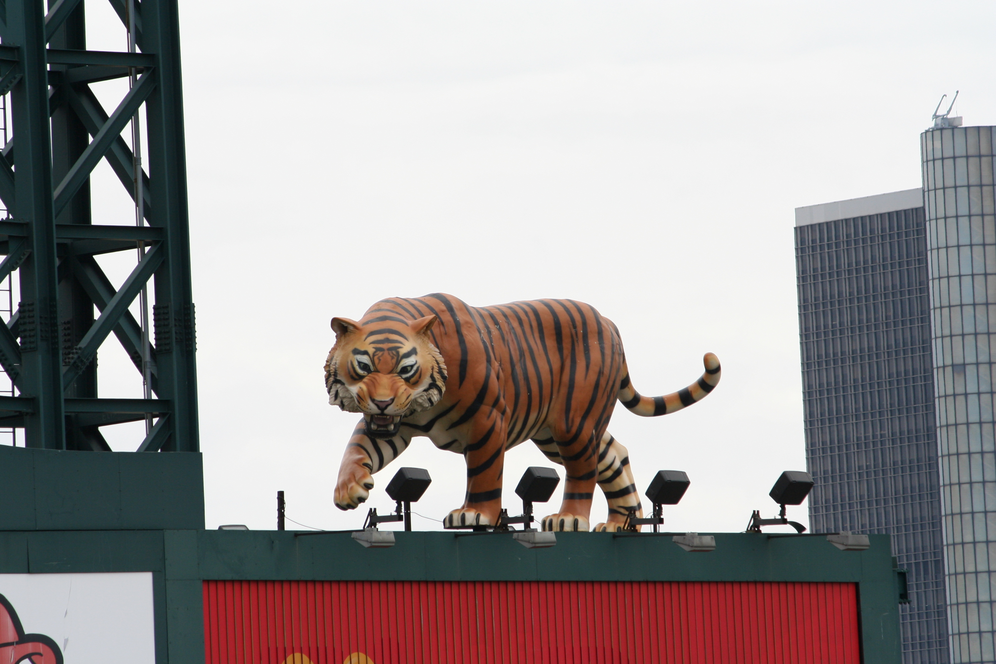 Tiger statue in front of Comerica Park