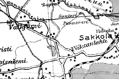 Деревня Валкъярви на финской карте 1923 года