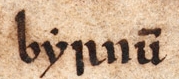 In early medieval Europe "byrn(ie)" was the equivalent of a "coat of mail" Beowulf - byrnu.jpg