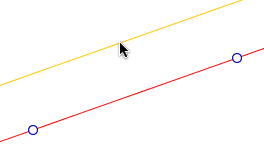 When one is constructing a parallel line, it follows the mouse, which makes it easy to emit conjectures even while the figure is still under construction. CIRMParallL.png