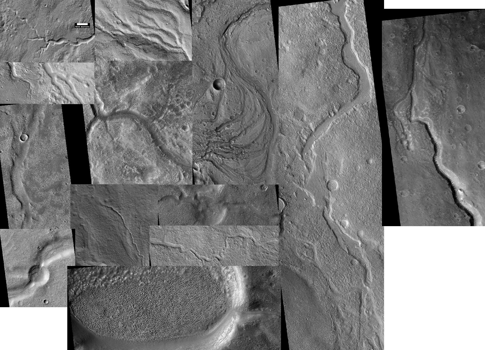 Image shows the variety of channels on Mars. In the past Mars once had many streams and rivers.
