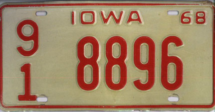File:Iowa 1968 license plate - Number 91 8896.jpg