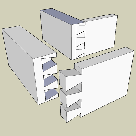 A half-blind dovetail joint