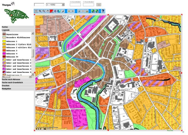 colorful city map with GIS software program options