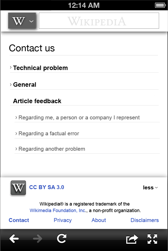 Mobile design/Contact - MediaWiki