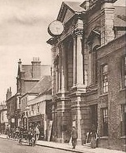 The old town hall in the High Street which was demolished in 1963 Old Town Hall, Brentwood.jpg