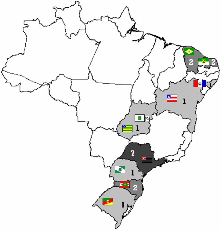 Campeonato Brasileiro Série A Map, Clubs