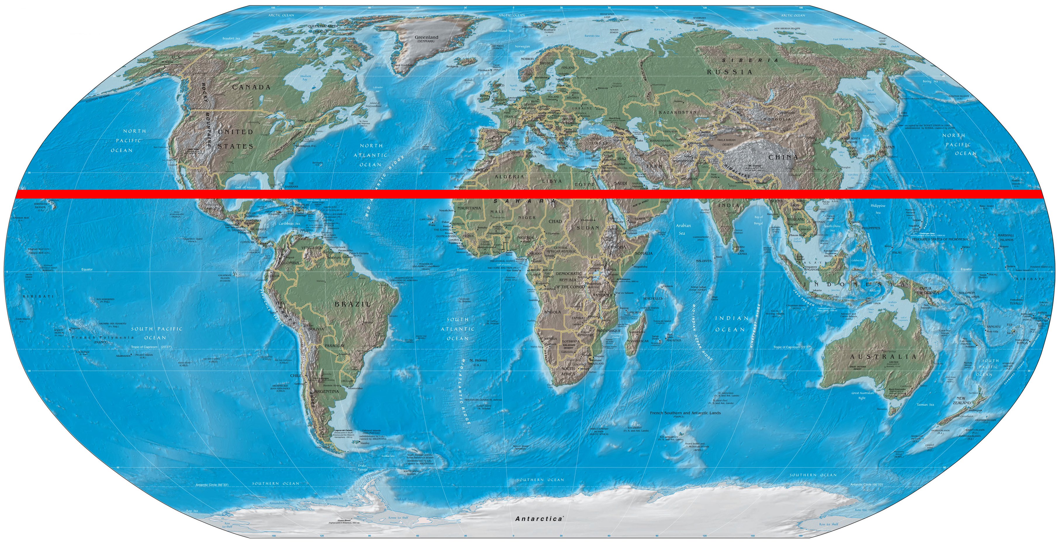 World Map With Equator And Tropic Lines File:world Map With Tropic Of Cancer.jpg - Wikimedia Commons