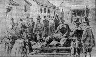 Giles Corey was pressed to death during the Salem Witch Trials in the 1690s.