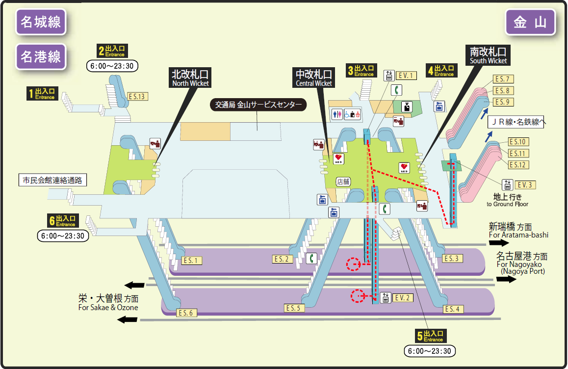 File Kanayama Station Map Nagoya Subway S Meijo Line 14 Png Wikimedia Commons