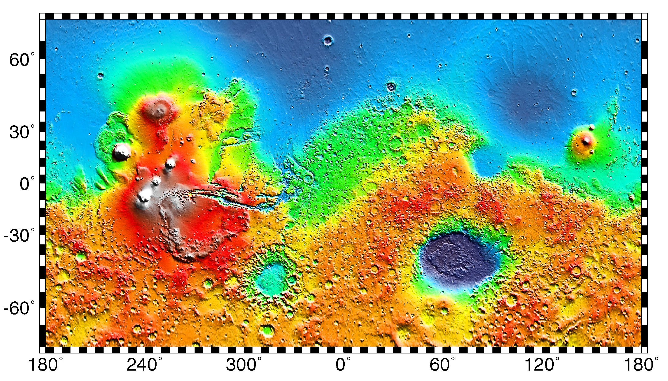 Image map of global topography of Mars