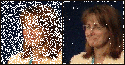 Use of a median filter to improve an image severely corrupted by defective pixels