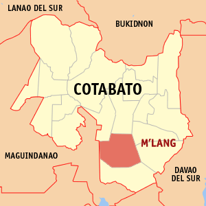 Mapa sa Cotabato nga nagpakita kon asa nahimutang ang M'lang