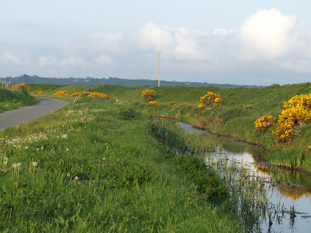 File:Road and drainage ditch alongside the Cefni river - geograph.org.uk - 169643.jpg