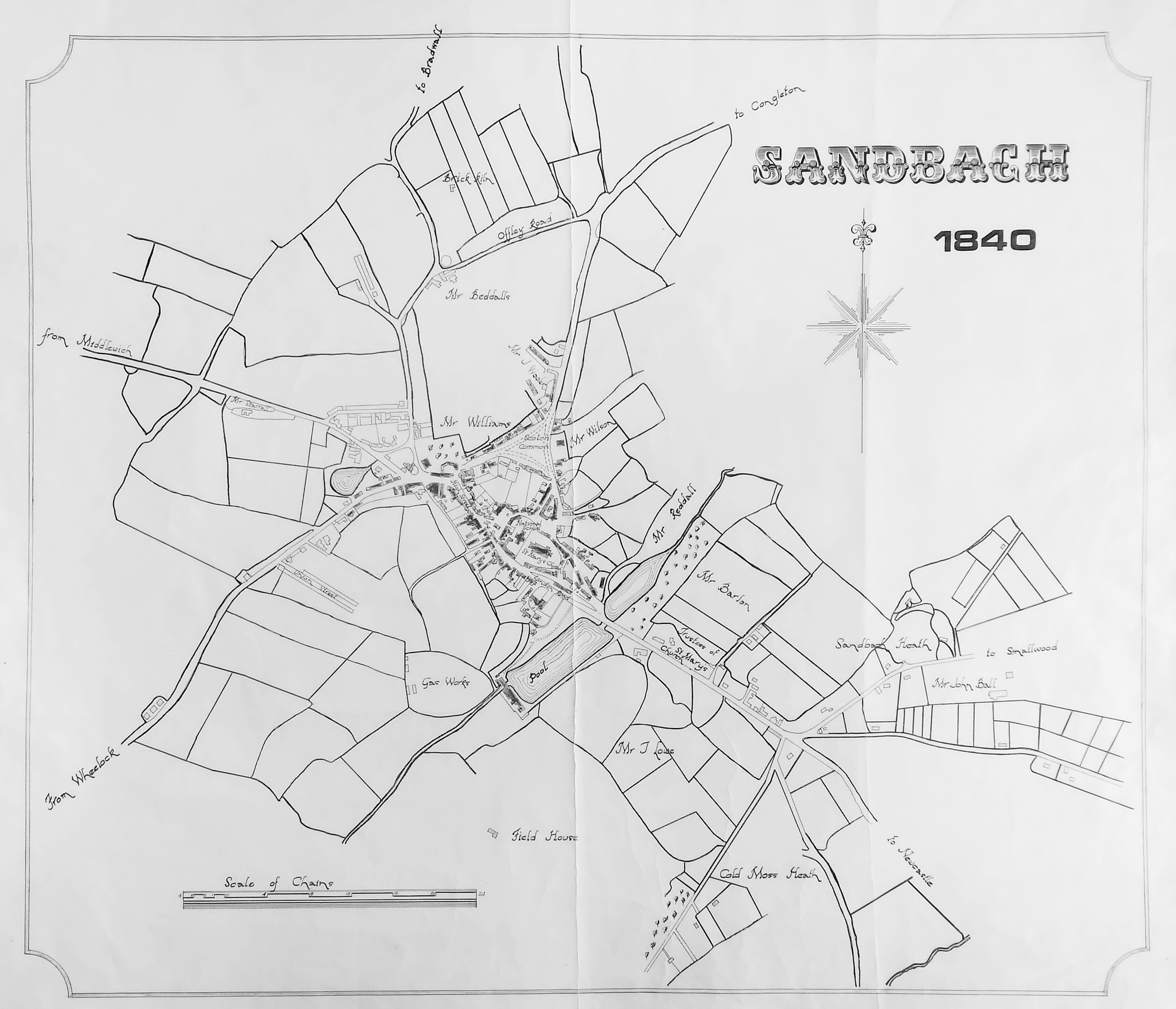 Crewe,Sandbach and Surrounding Area Original 1960 Bartholomew\u2019s Map Middlewich