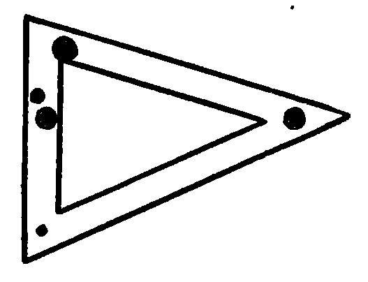 The constellation Triangulum pictured as a triangle with the major stars denoted