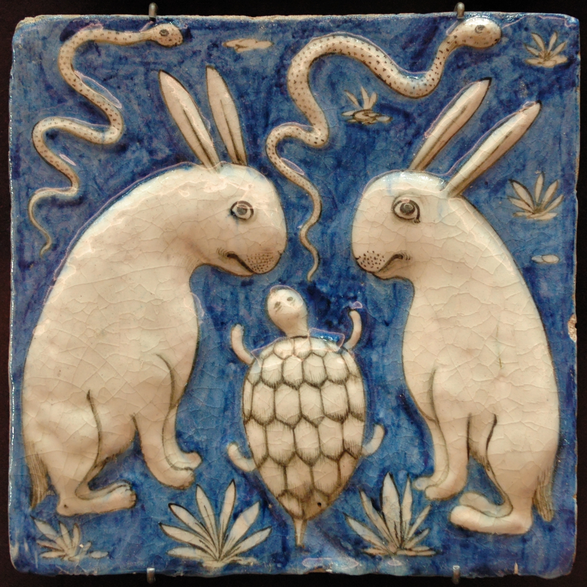 Tile with two [[rabbits